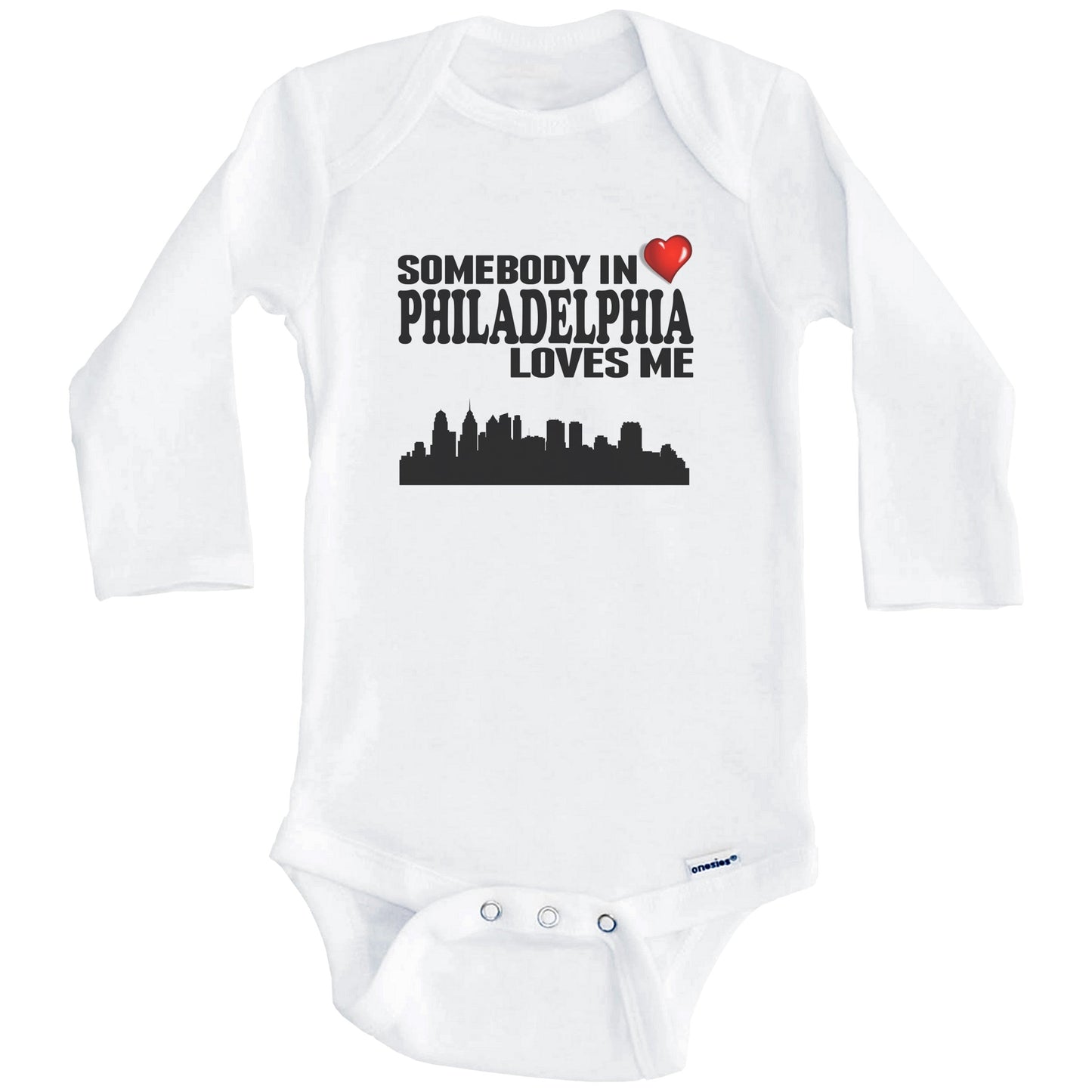 Somebody In Philadelphia Loves Me Baby Onesie (Long Sleeves)