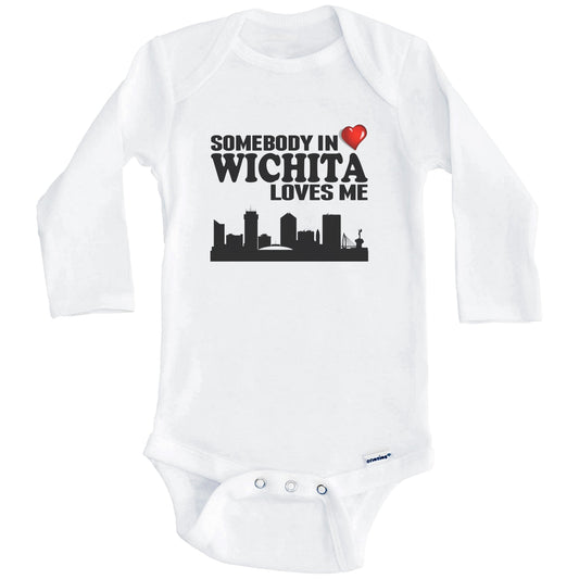 Somebody In Wichita Loves Me Baby Onesie (Long Sleeves)