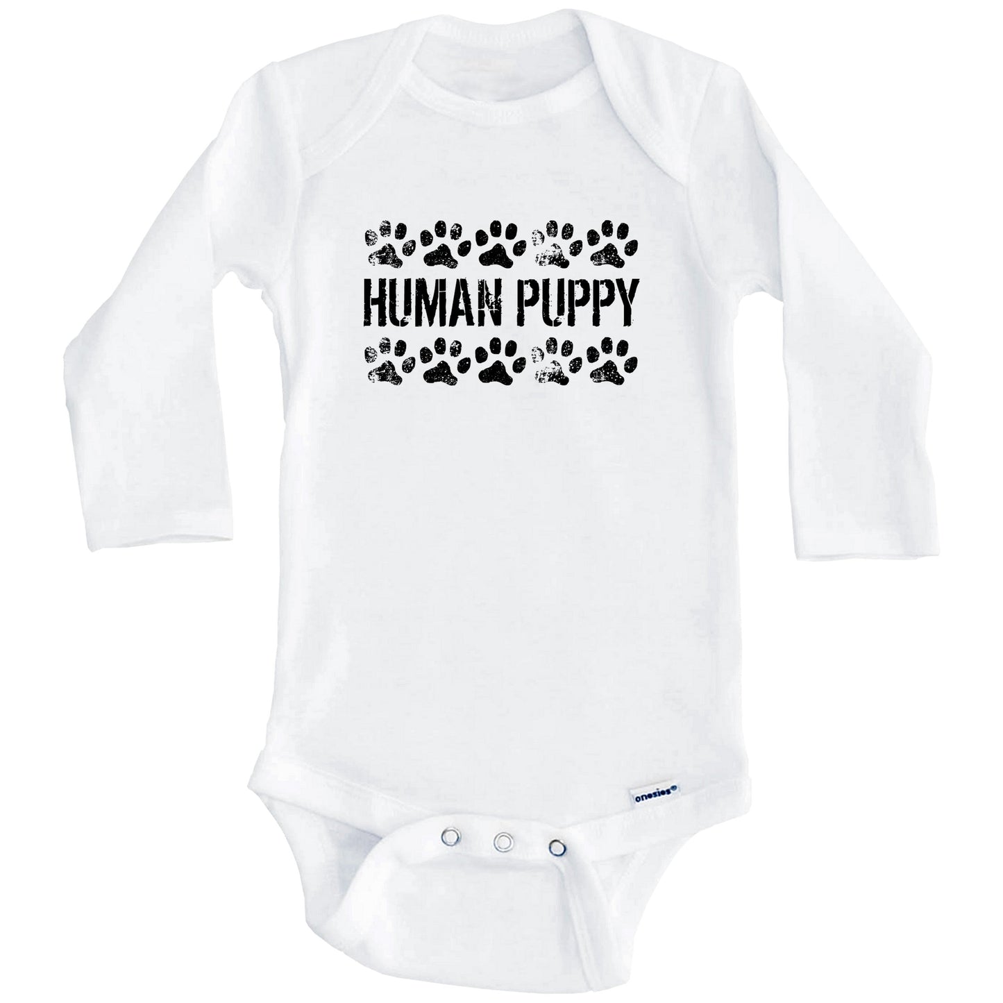 Human Puppy Funny Baby Onesie - Dog Baby Bodysuit For Kids (Long Sleeves)