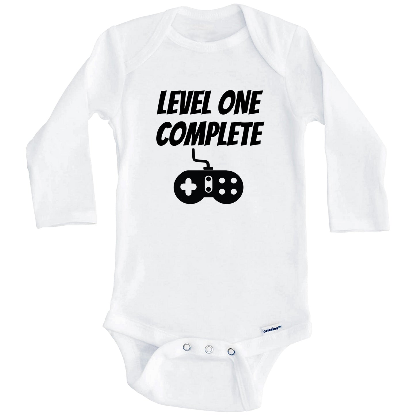 First Birthday Onesie - Level One Complete Onesie - Funny 1st Birthday Outfit For Boys (Long Sleeves)