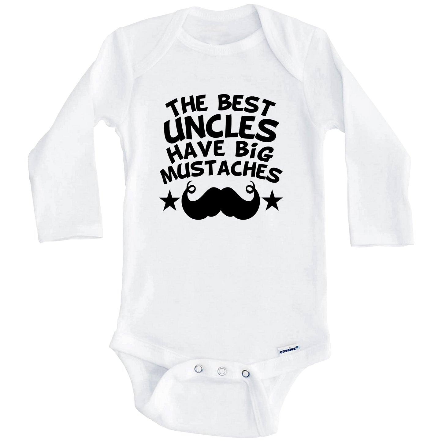 The Best Uncles Have Big Mustaches Onesie - Funny Niece Nephew Baby Bodysuit (Long Sleeves)