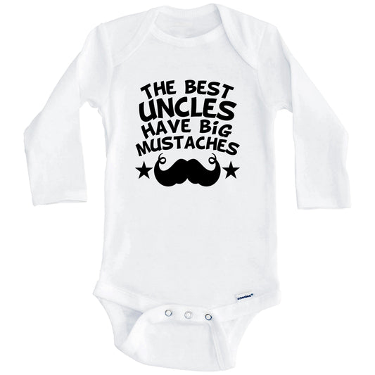 The Best Uncles Have Big Mustaches Onesie - Funny Niece Nephew Baby Bodysuit (Long Sleeves)