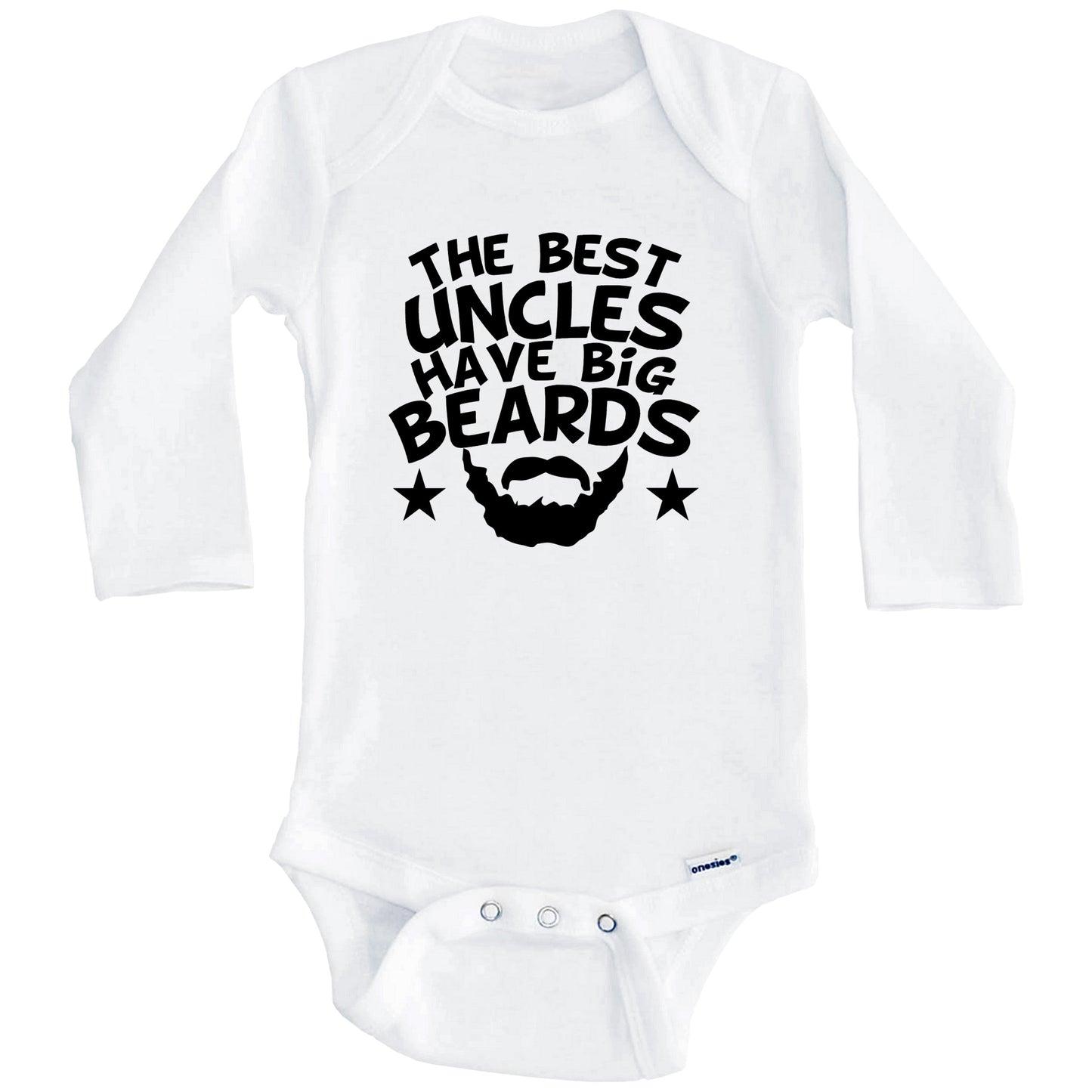 The Best Uncles Have Big Beards Onesie - Funny Niece Nephew Baby Bodysuit (Long Sleeves)