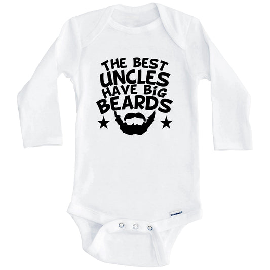 The Best Uncles Have Big Beards Onesie - Funny Niece Nephew Baby Bodysuit (Long Sleeves)