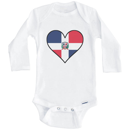 Dominican Flag Onesie - Cute Dominican Flag Heart - Dominican Republic Baby Bodysuit (Long Sleeves)