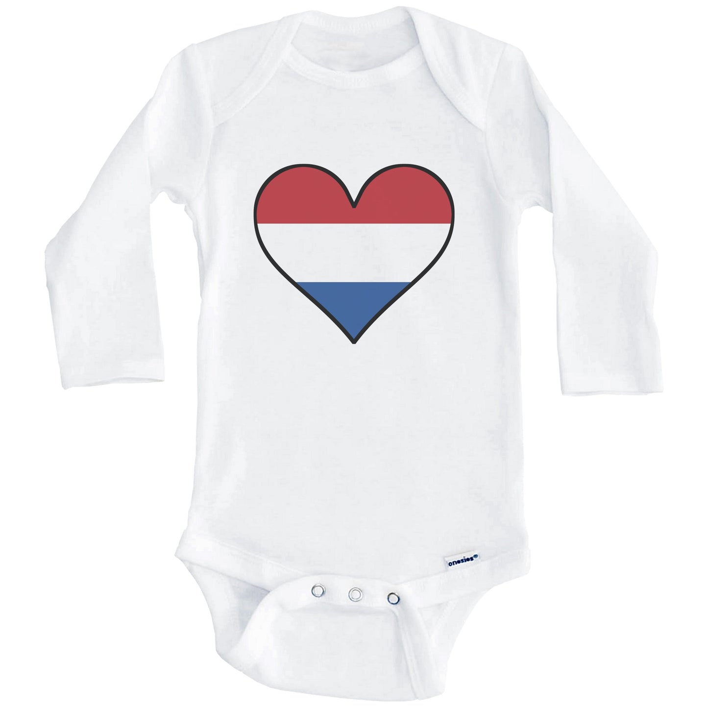 Dutch Flag Onesie - Cute Dutch Flag Heart - Netherlands Baby Bodysuit (Long Sleeves)