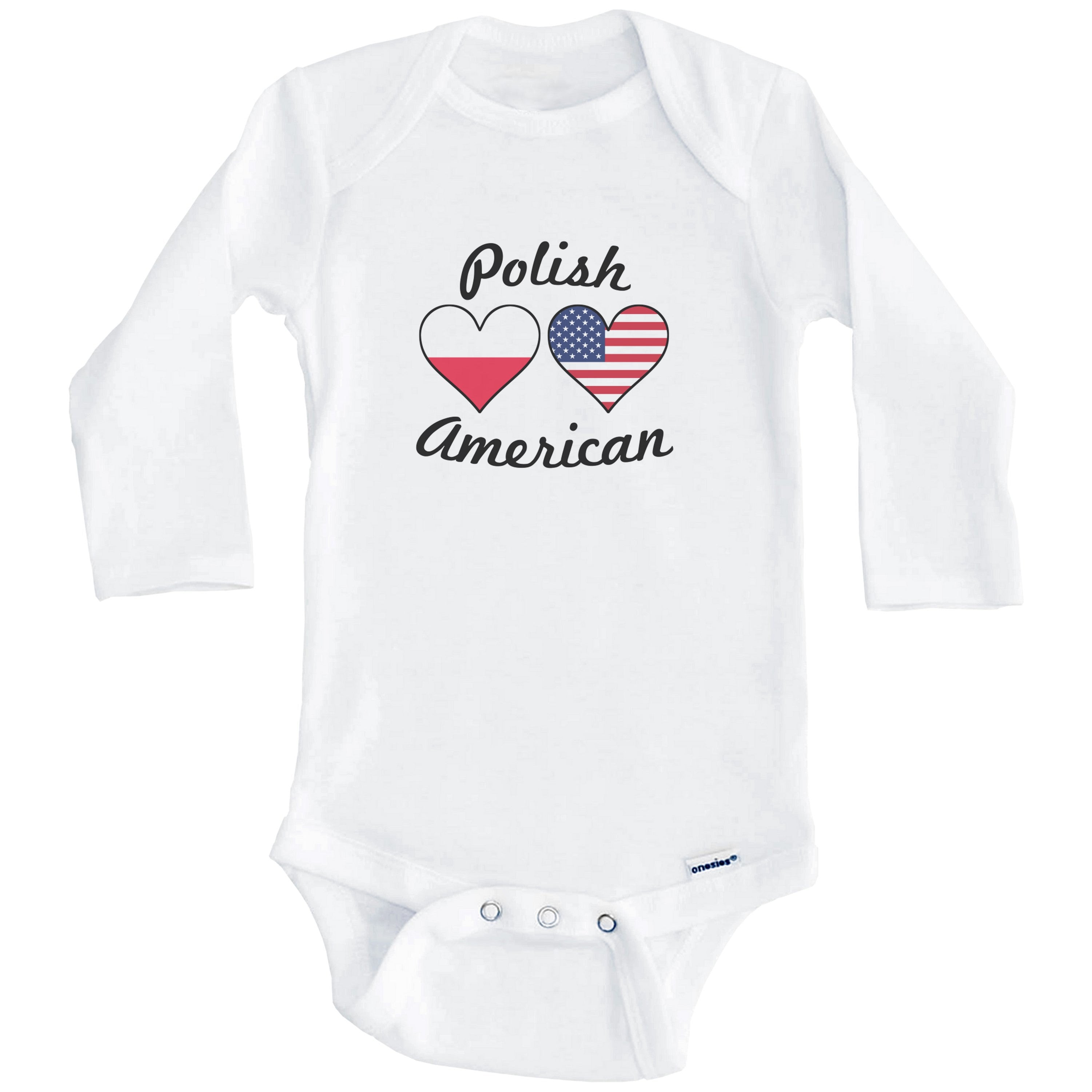 Polish American Flag Hearts Baby Onesie (Long Sleeves)