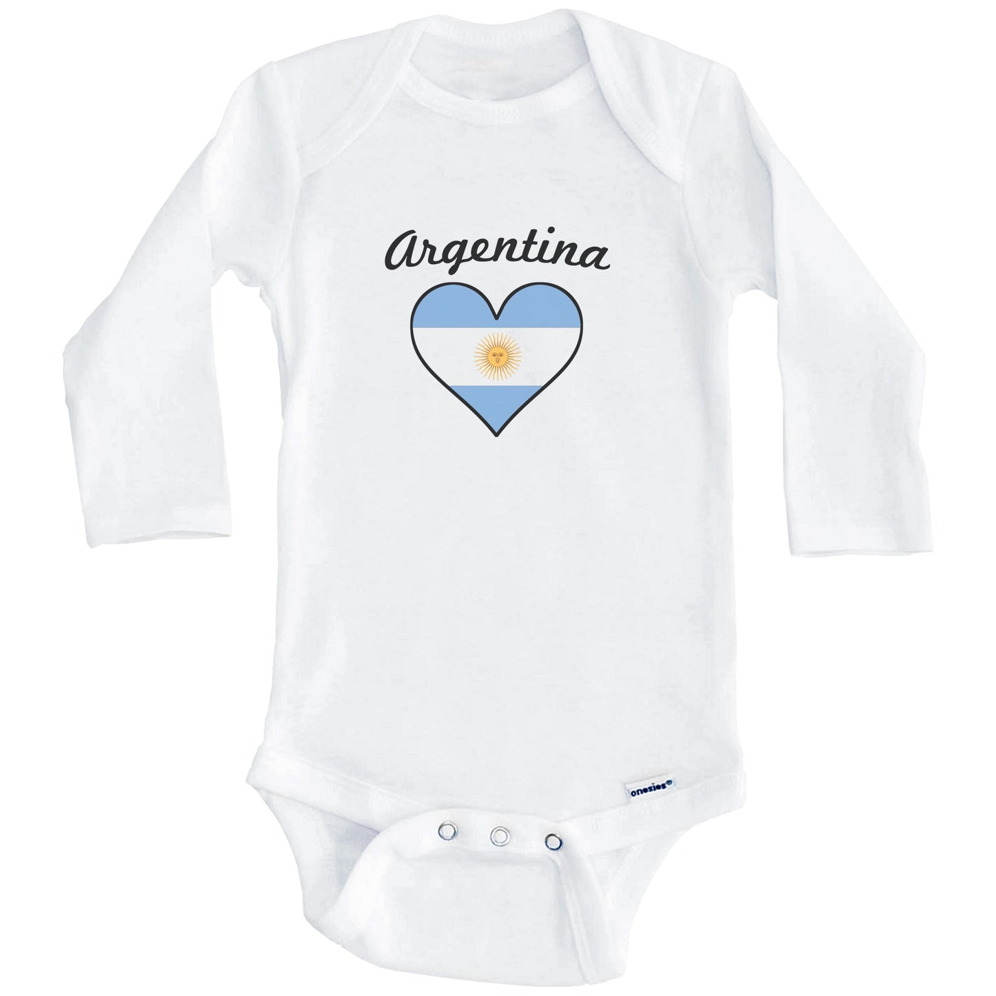 Argentinian Flag Heart Baby Onesie (Long Sleeves)