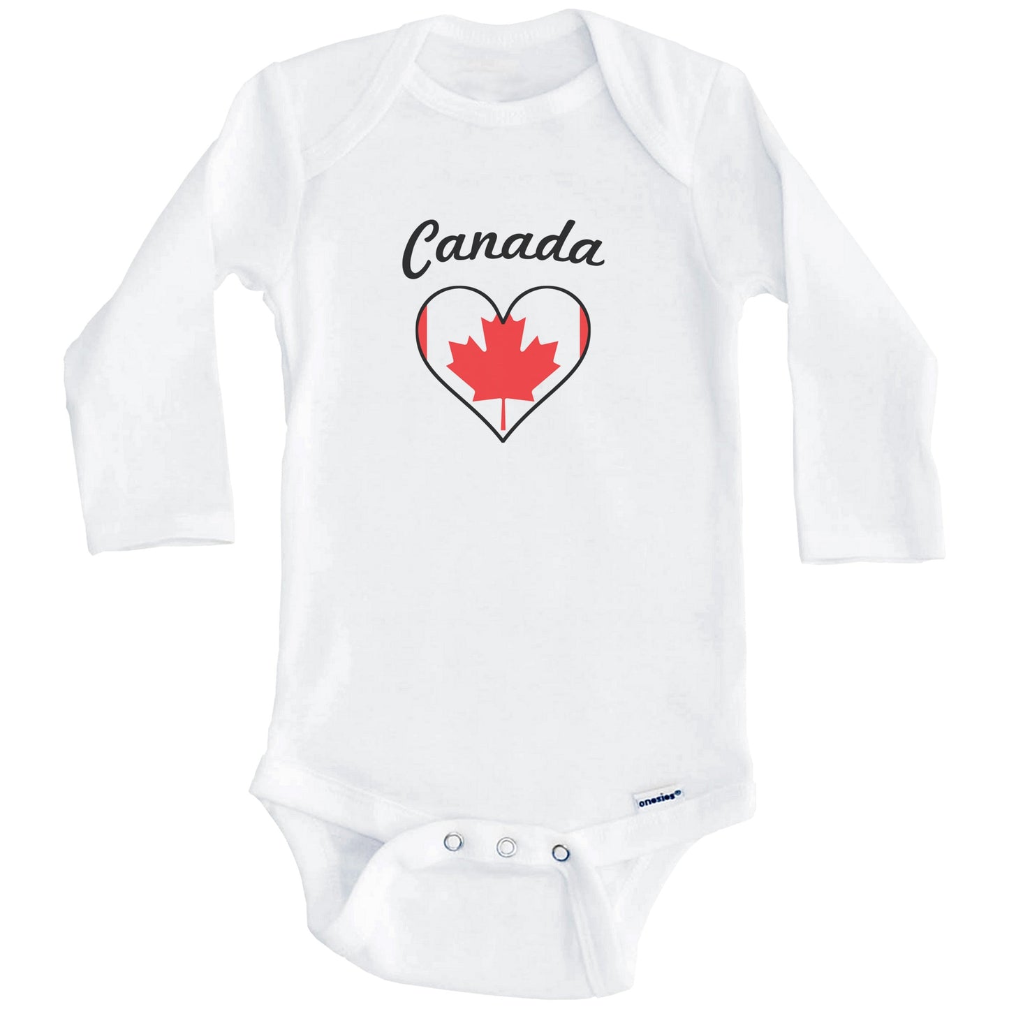 Canadian Flag Heart Baby Onesie (Long Sleeves)