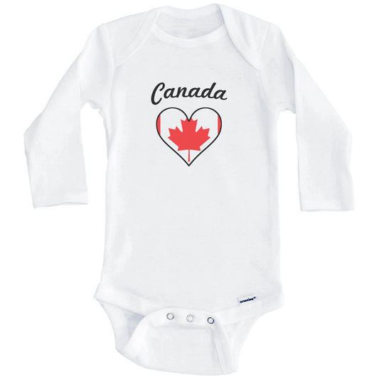Canadian Flag Heart Baby Onesie (Long Sleeves)