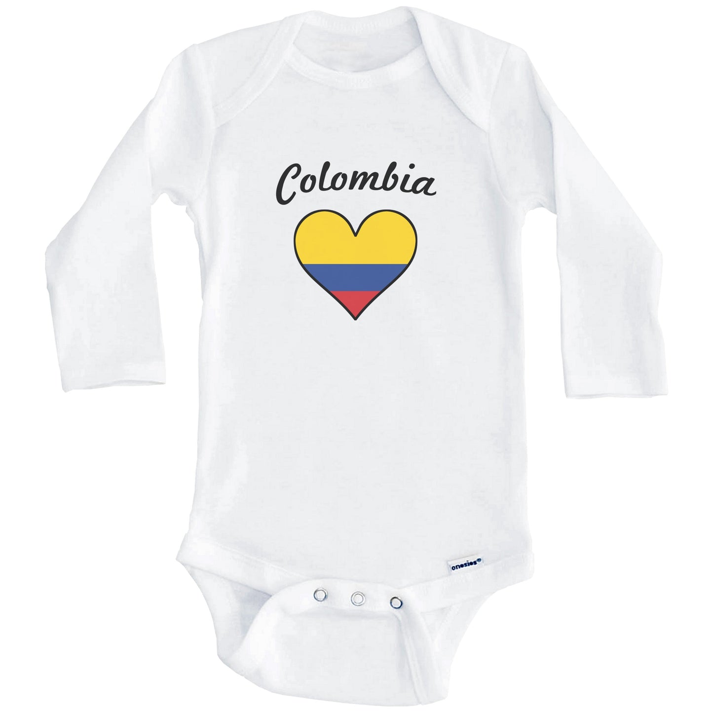 Colombian Flag Heart Baby Onesie (Long Sleeves)