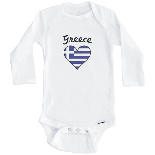 Greek Flag Heart Baby Onesie (Long Sleeves)