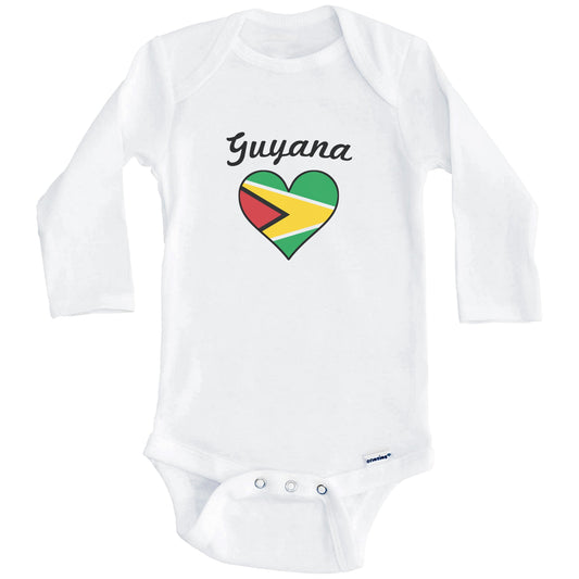 Guyanese Flag Heart Baby Onesie (Long Sleeves)