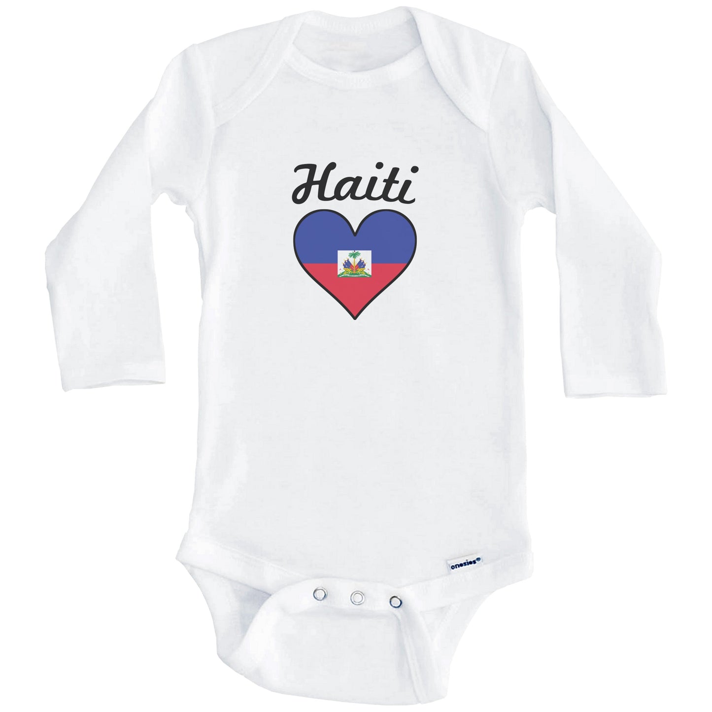 Haitian Flag Heart Baby Onesie (Long Sleeves)
