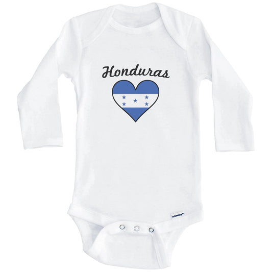 Honduran Flag Heart Baby Onesie (Long Sleeves)