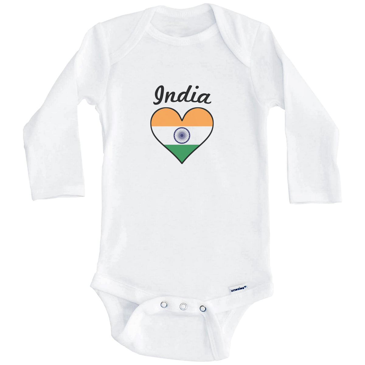 Indian Flag Heart Baby Onesie (Long Sleeves)