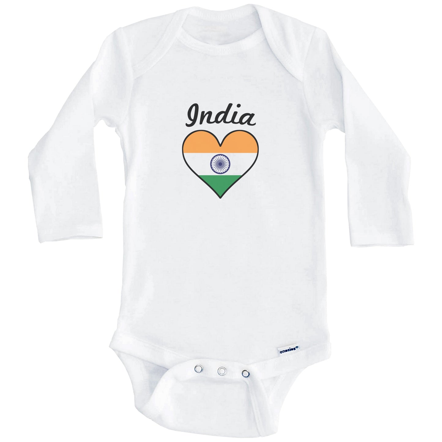 Indian Flag Heart Baby Onesie (Long Sleeves)