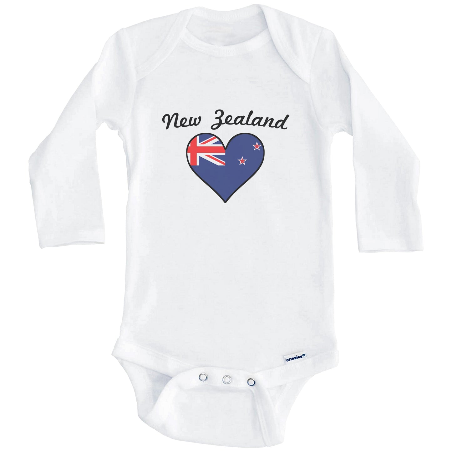 Kiwi Flag Heart Baby Onesie (Long Sleeves)
