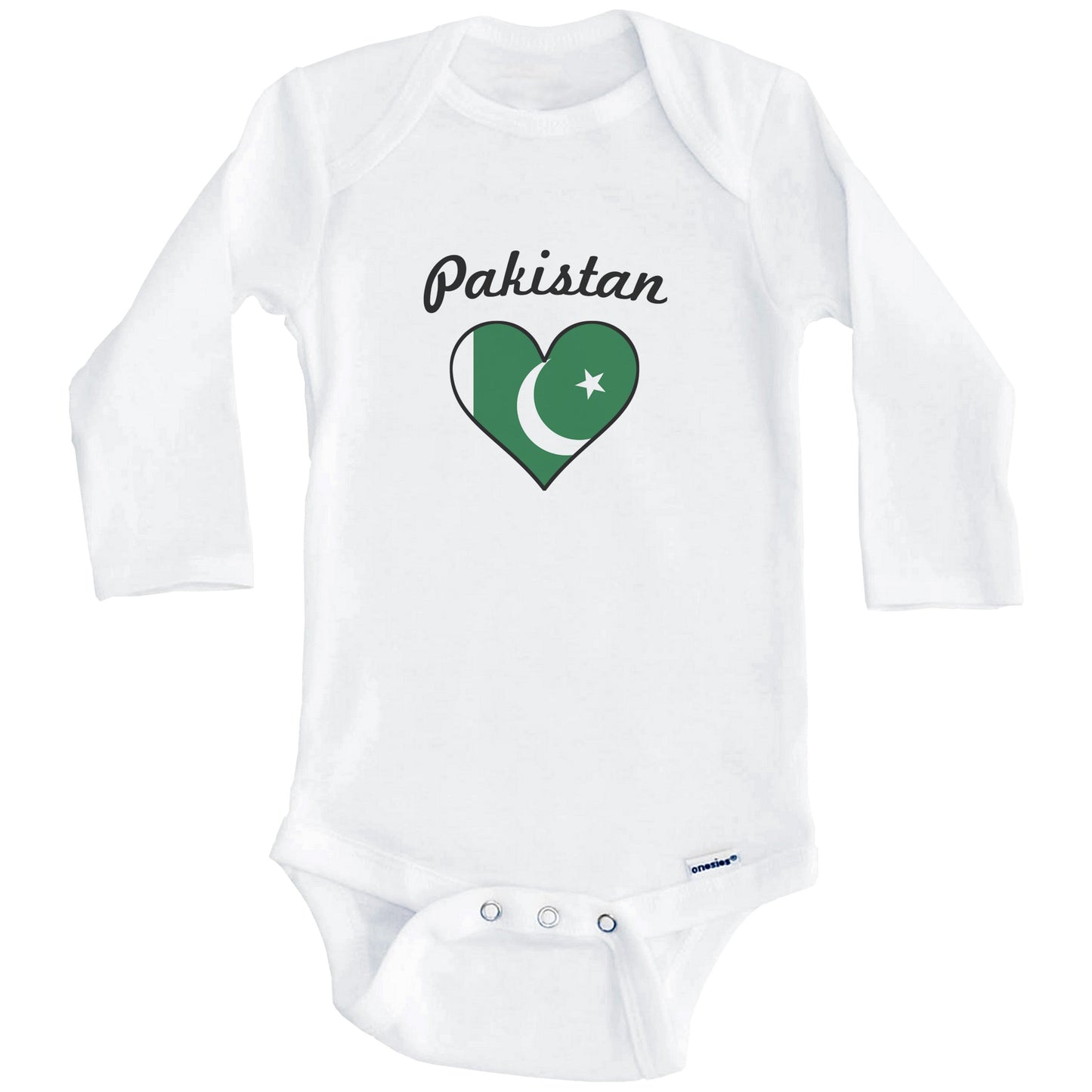 Pakistani Flag Heart Baby Onesie (Long Sleeves)