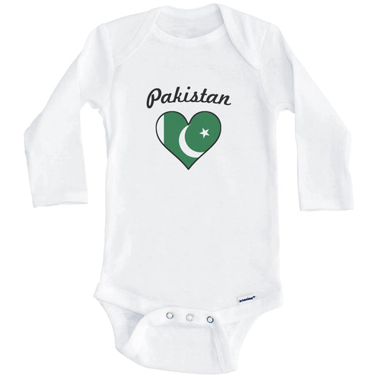 Pakistani Flag Heart Baby Onesie (Long Sleeves)