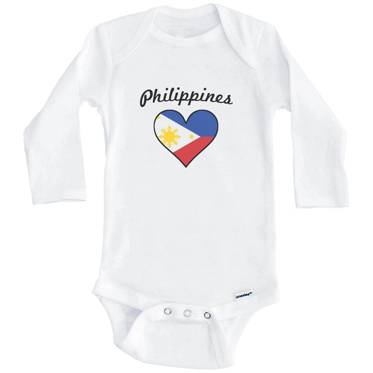Filipino Flag Heart Baby Onesie (Long Sleeves)
