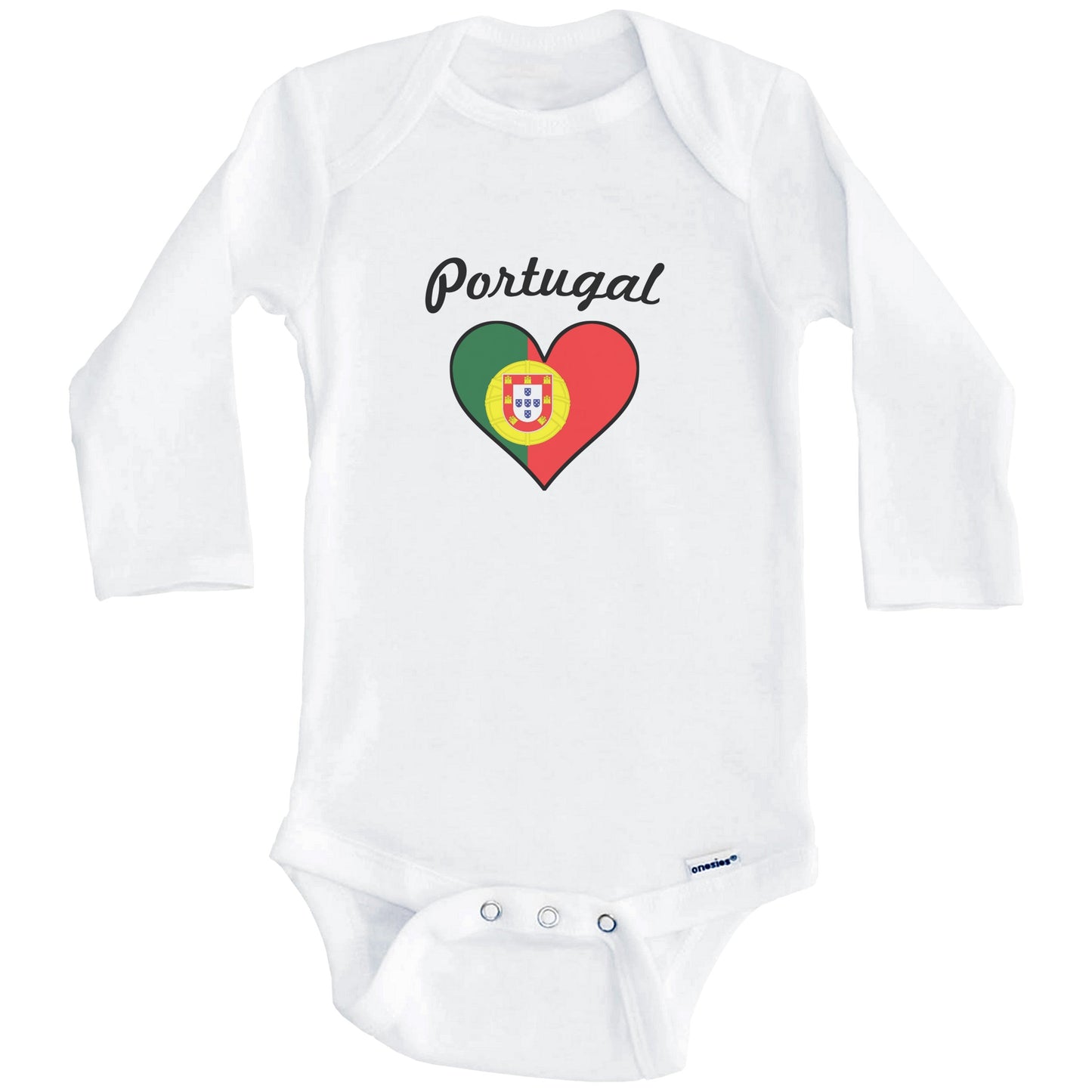 Portuguese Flag Heart Baby Onesie (Long Sleeves)