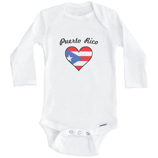 Puerto Rican Flag Heart Baby Onesie (Long Sleeves)