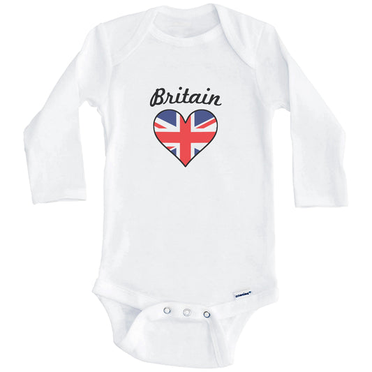 British Flag Heart Baby Onesie (Long Sleeves)