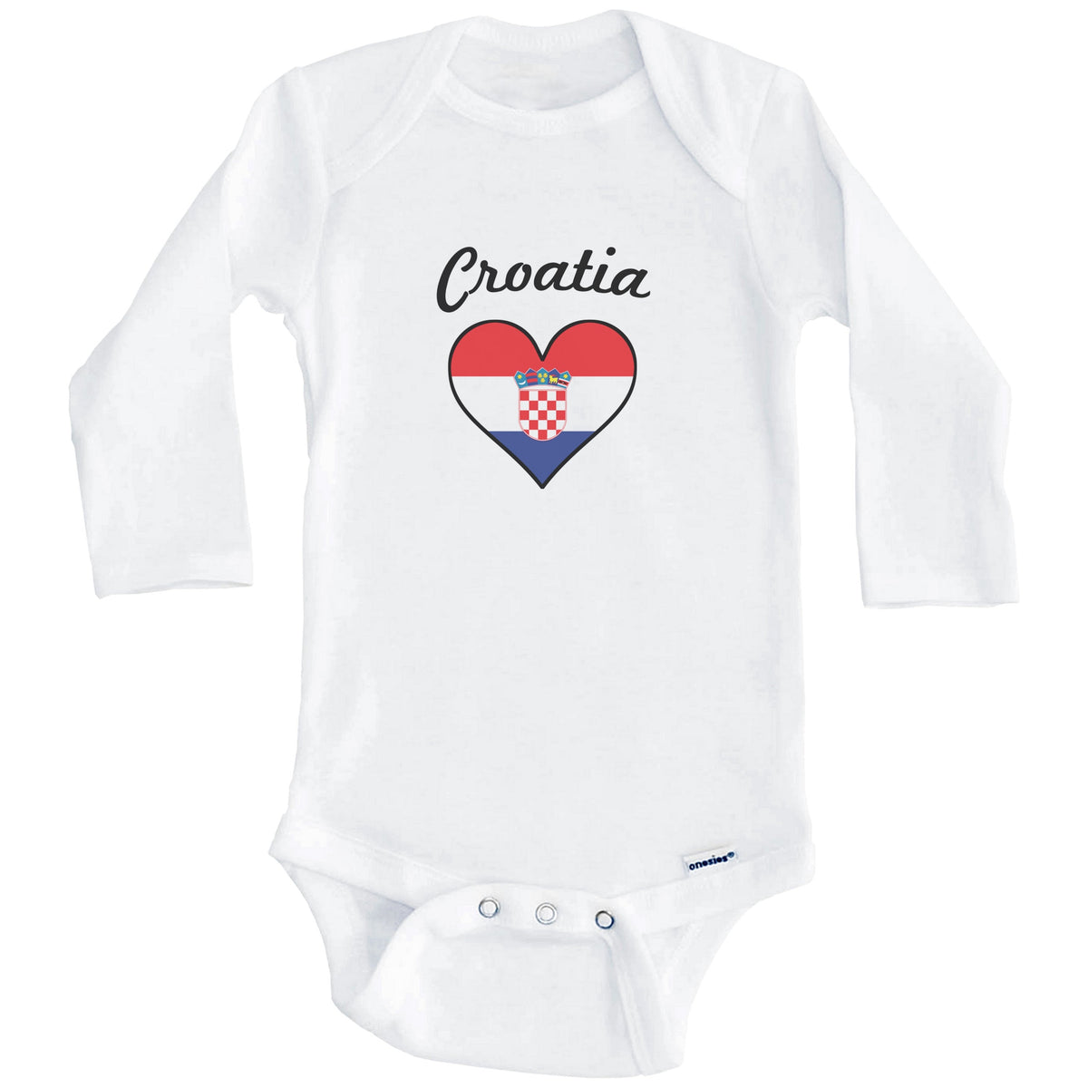 Croatian Flag Heart Baby Onesie (Long Sleeves)