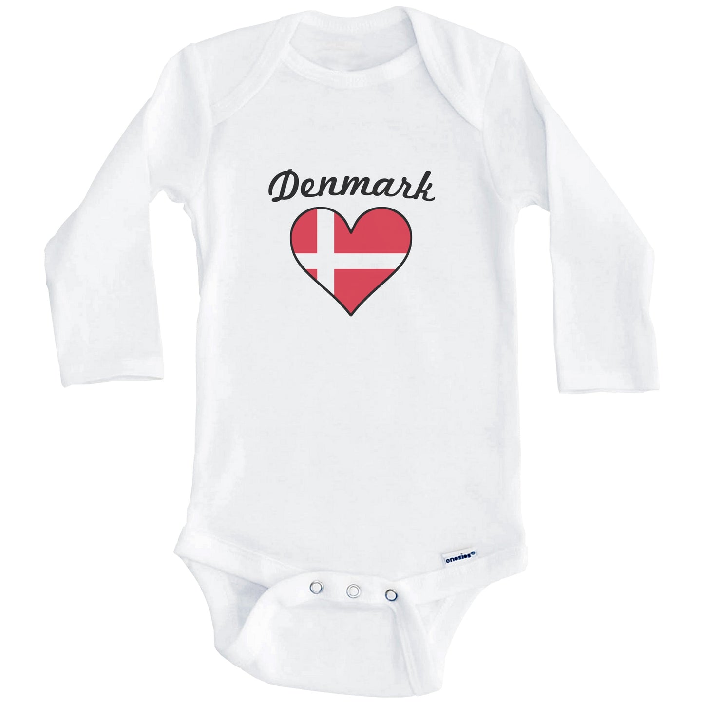 Danish Flag Heart Baby Onesie (Long Sleeves)