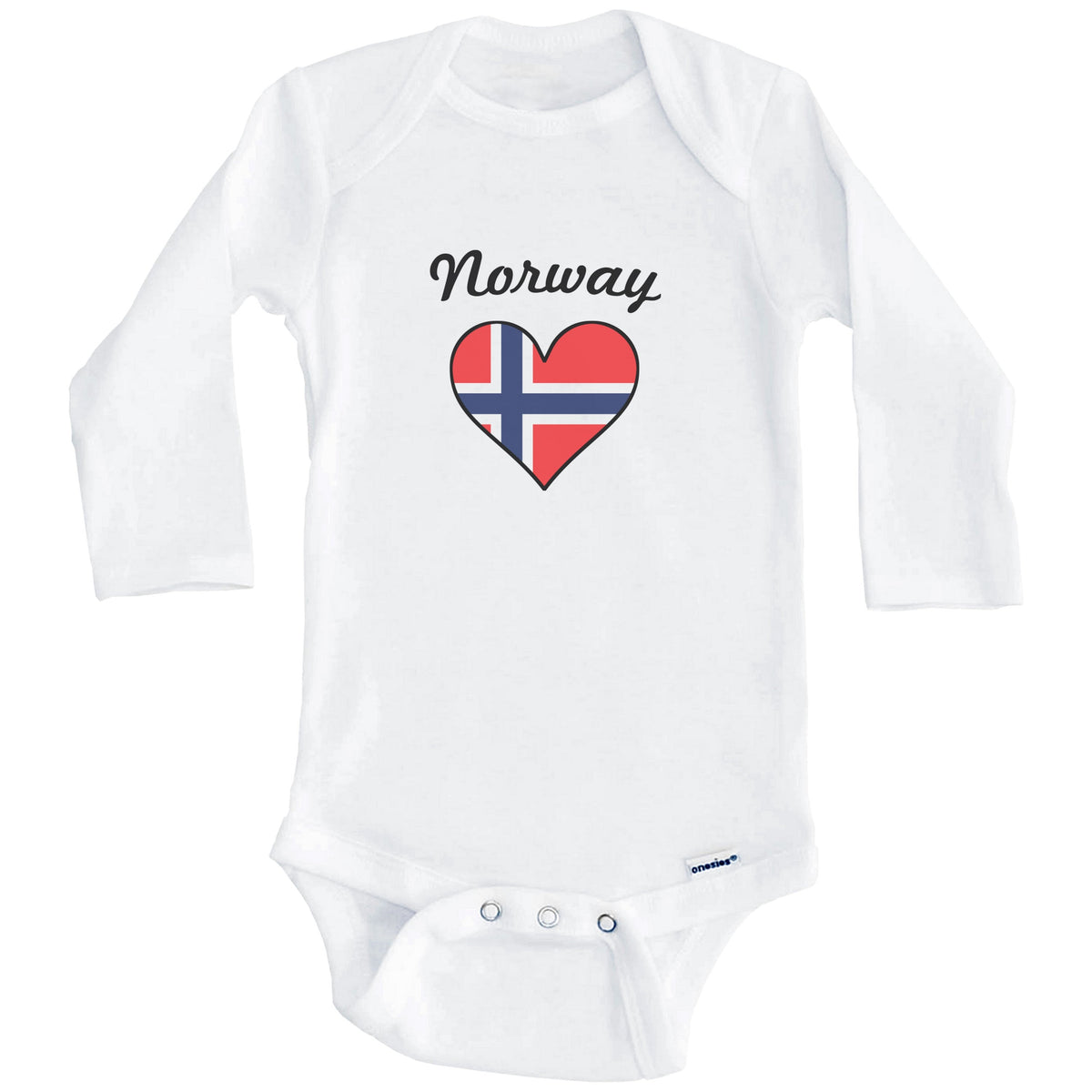 Norwegian Flag Heart Baby Onesie (Long Sleeves)