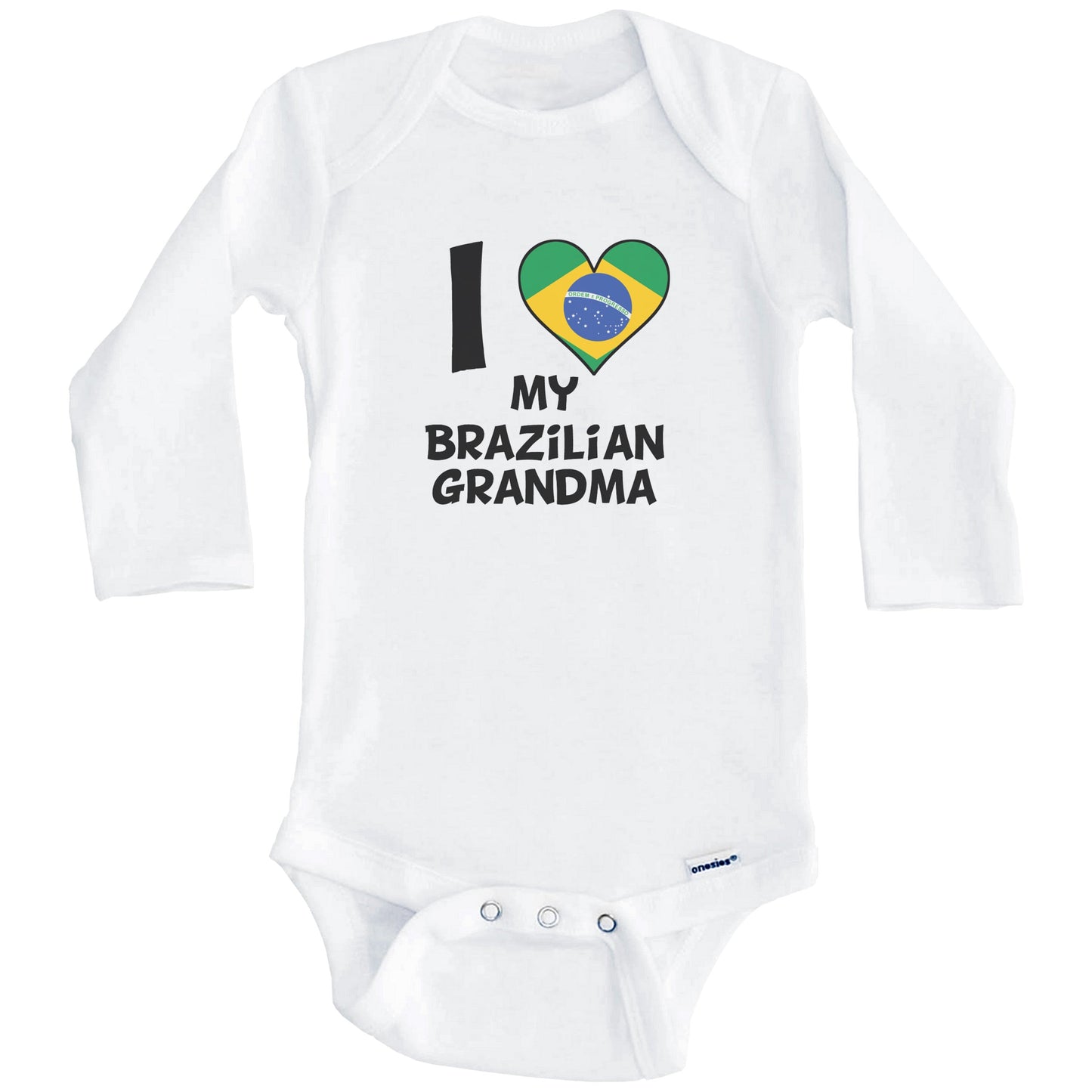 I Heart My Brazilian Grandma Brazil Flag Baby Onesie (Long Sleeves)