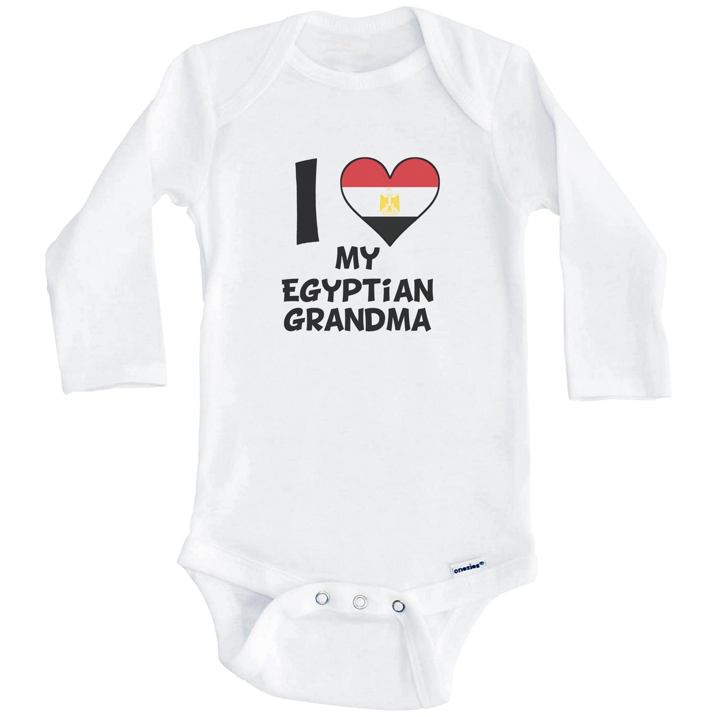I Heart My Egyptian Grandma Egypt Flag Baby Onesie (Long Sleeves)