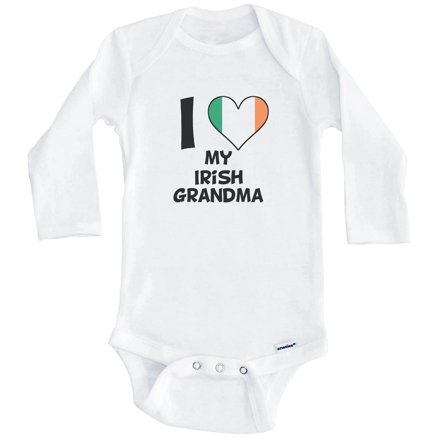 I Heart My Irish Grandma Ireland Flag Baby Onesie (Long Sleeves)