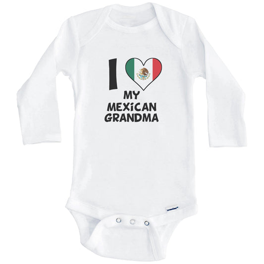 I Heart My Mexican Grandma Mexico Flag Baby Onesie (Long Sleeves)
