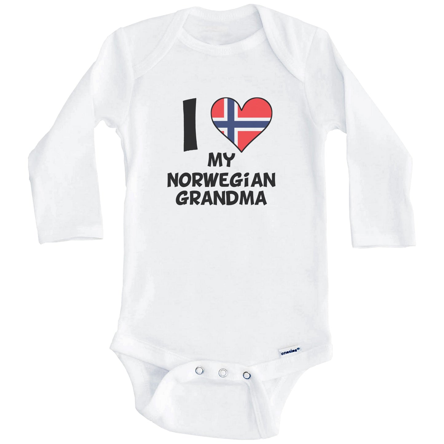 I Heart My Norwegian Grandma Norway Flag Baby Onesie (Long Sleeves)