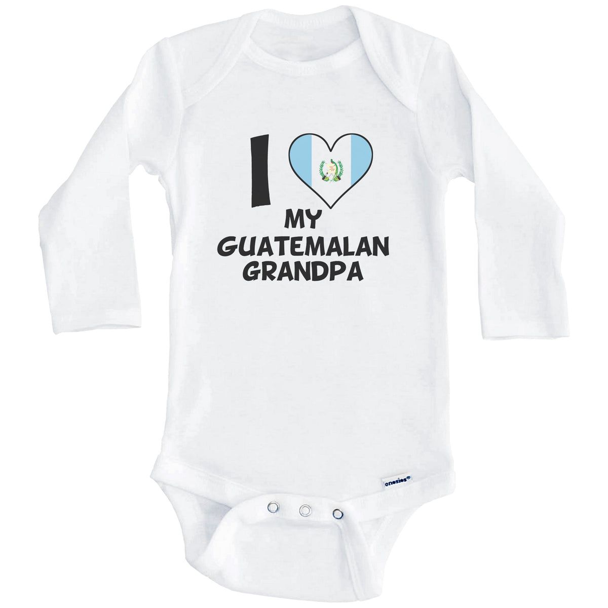 I Heart My Guatemalan Grandpa Guatemala Flag Baby Onesie (Long Sleeves)