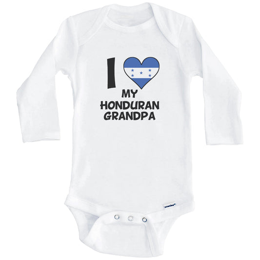 I Heart My Honduran Grandpa Honduras Flag Baby Onesie (Long Sleeves)