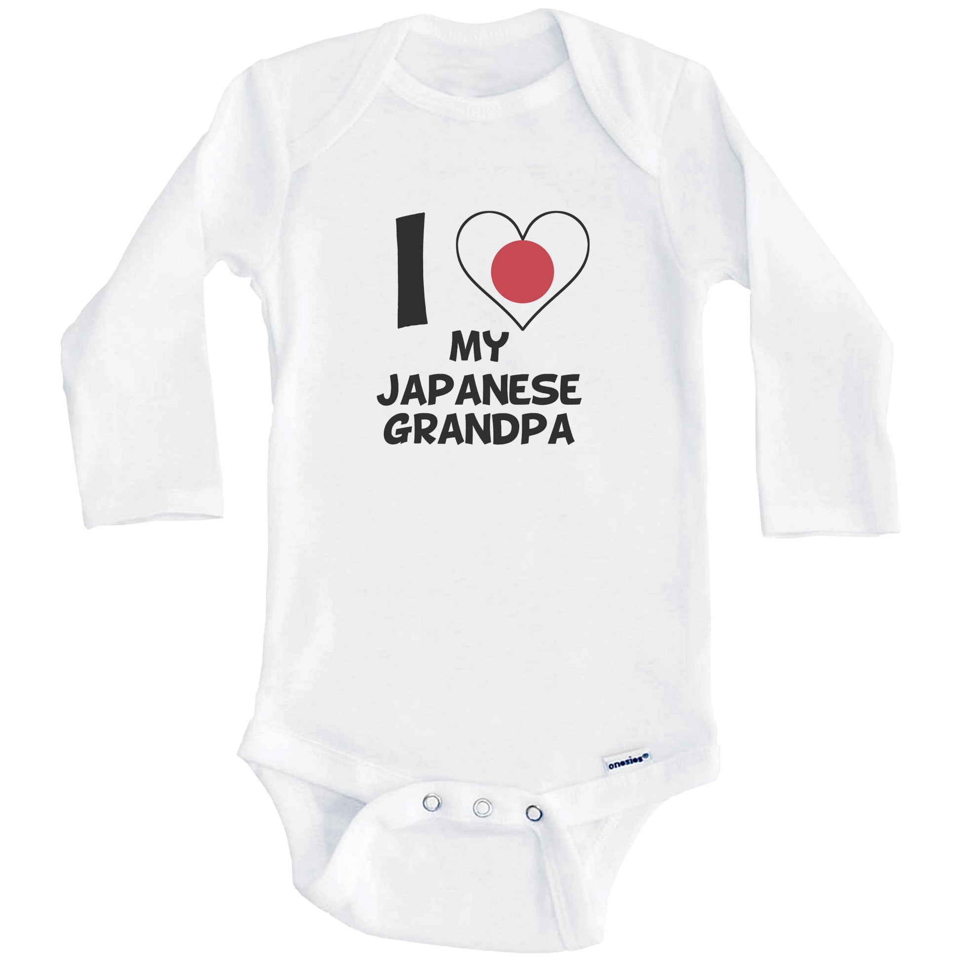 I Heart My Japanese Grandpa Japan Flag Baby Onesie (Long Sleeves)