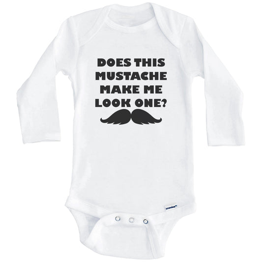 First Birthday Onesie - Does This Mustache Make Me Look One? Baby Bodysuit (Long Sleeves)