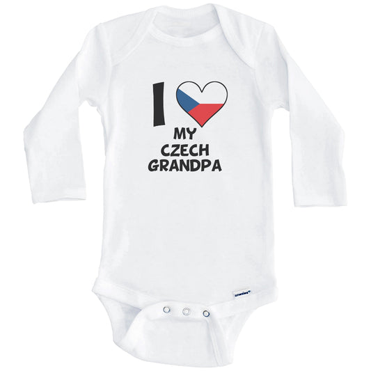 I Heart My Czech Grandpa Czech Republic Flag Baby Onesie (Long Sleeves)