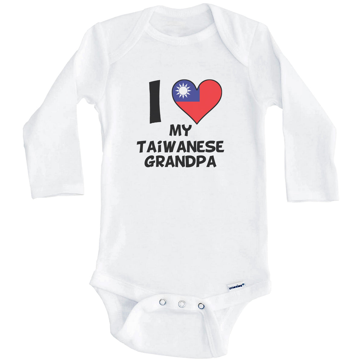 I Heart My Taiwanese Grandpa Taiwan Flag Baby Onesie (Long Sleeves)