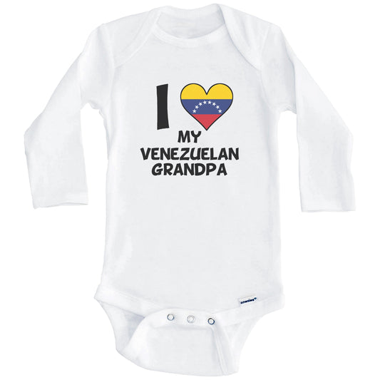 I Heart My Venezuelan Grandpa Venezuela Flag Baby Onesie (Long Sleeves)