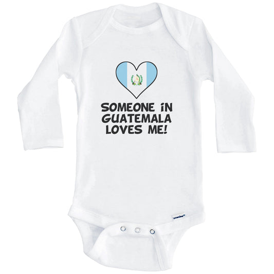 Someone In Guatemala Loves Me Guatemalan Flag Heart Baby Onesie (Long Sleeves)