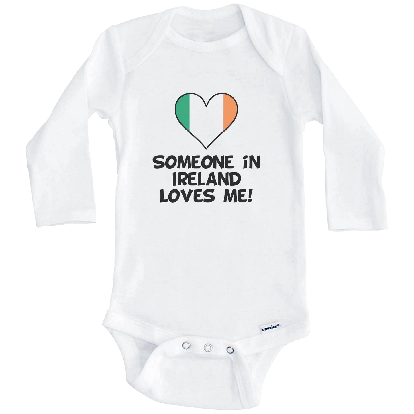 Someone In Ireland Loves Me Irish Flag Heart Baby Onesie (Long Sleeves)