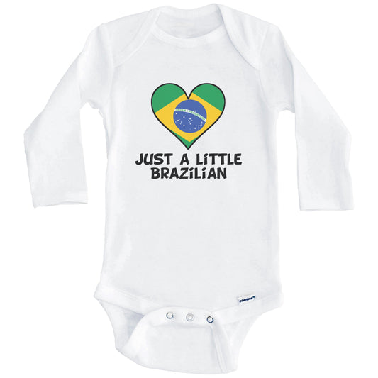 Just A Little Brazilian Onesie - Funny Brazil Flag Baby Bodysuit (Long Sleeves)