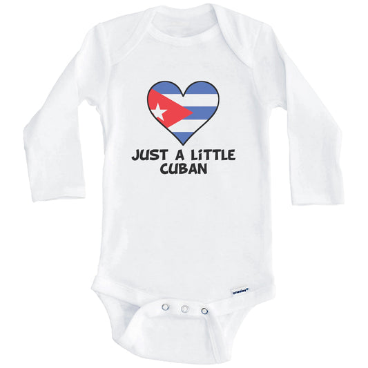 Just A Little Cuban Onesie - Funny Cuba Flag Baby Bodysuit (Long Sleeves)