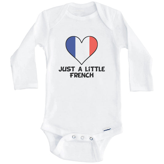 Just A Little French Onesie - Funny France Flag Baby Bodysuit (Long Sleeves)