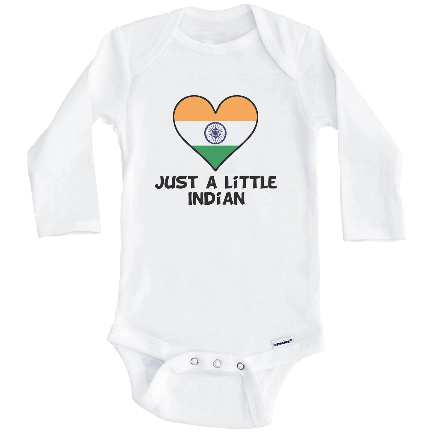 Just A Little Indian Onesie - Funny India Flag Baby Bodysuit (Long Sleeves)