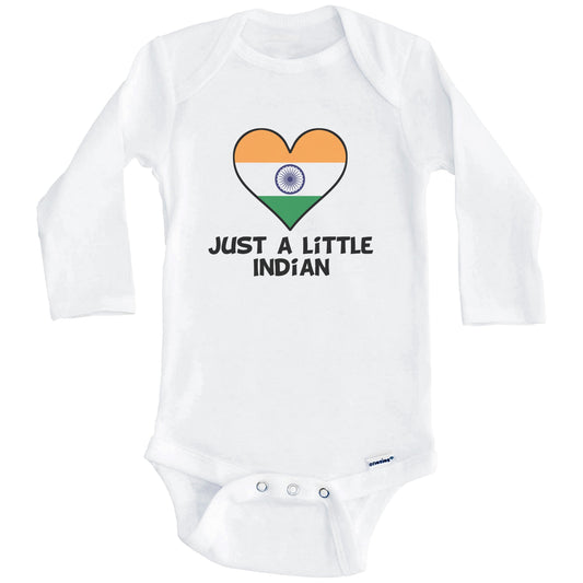 Just A Little Indian Onesie - Funny India Flag Baby Bodysuit (Long Sleeves)